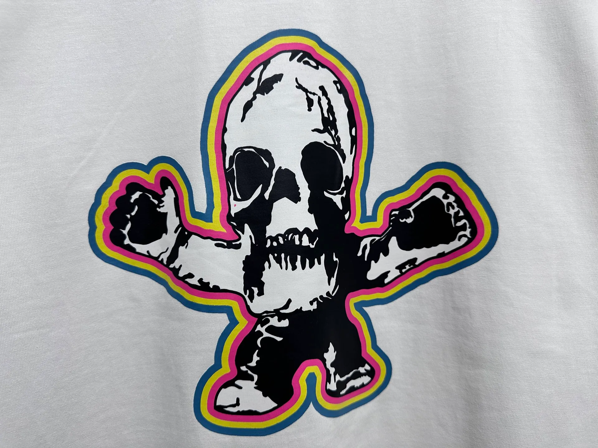 🅿️170 [chrome hearte] Chrome hearte Sanskrit skull color printed T-shirt. Every style of Chrome hearte is really unique. Every piece has a back view. This leather label design is really cool. Made of 260g pure cotton fabric. Rigorous craftsmanship. Details determine quality. Original washed tag packaging, full of style! Color: Black White Size: XS-L
